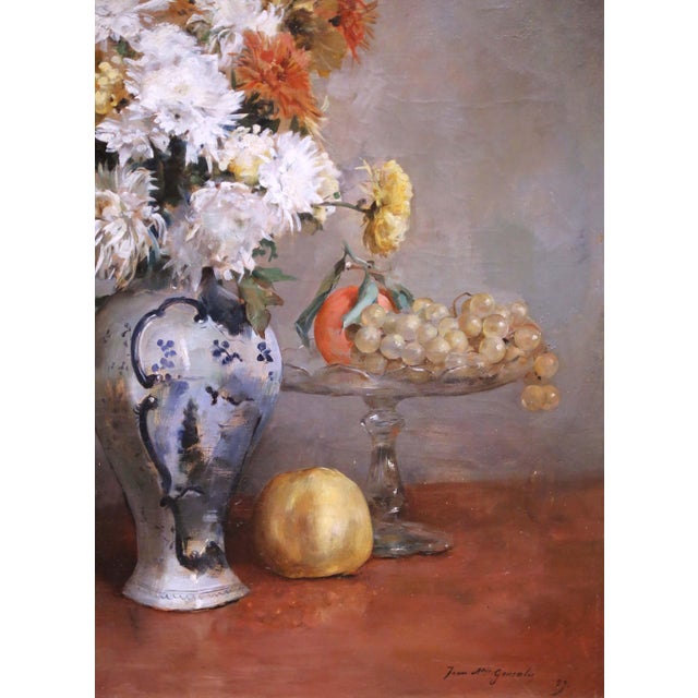 Gray 19th Century French Floral Still Life Oil Painting Signed Jean A. Gonzalez, 1889 For Sale - Image 8 of 14