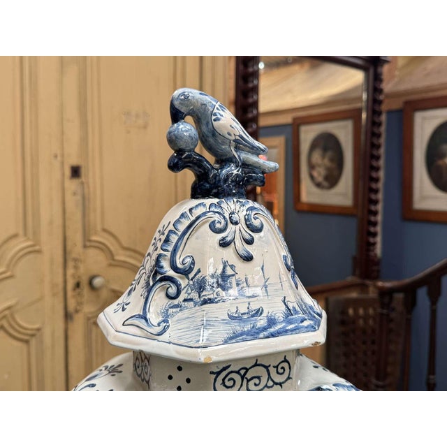 Large 19th Century Baluster Vase with Parrot Motif, Holland For Sale - Image 10 of 18