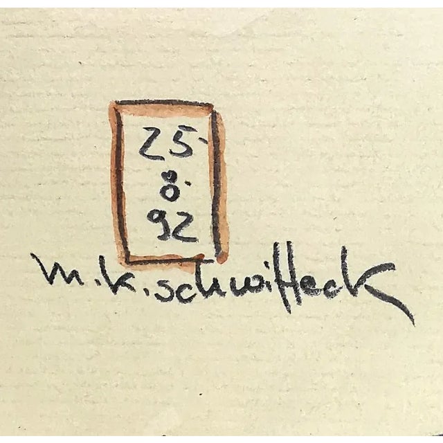 Manfred K. Schwitteck, Still Life with Fish Bones, Pencil and Pencil Sharpener, 1992, Watercolor & Pencil, Framed For Sale - Image 4 of 5