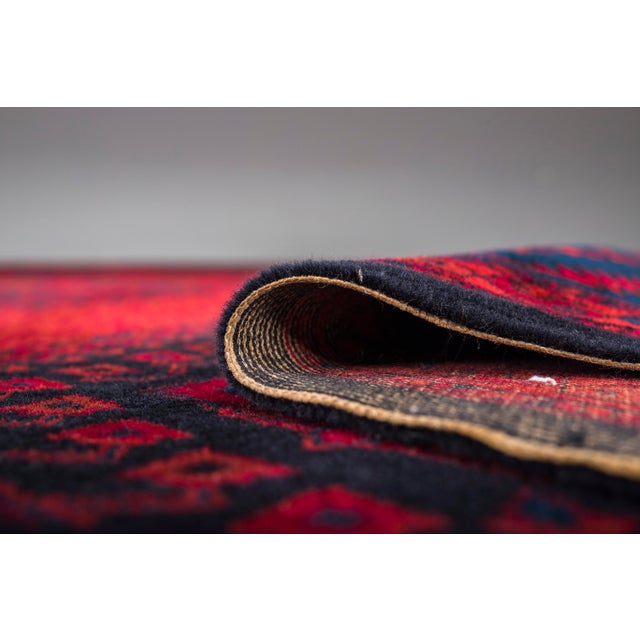 Middle Eastern Rug in Tribal Red Blue Wool, 1950s For Sale - Image 9 of 10