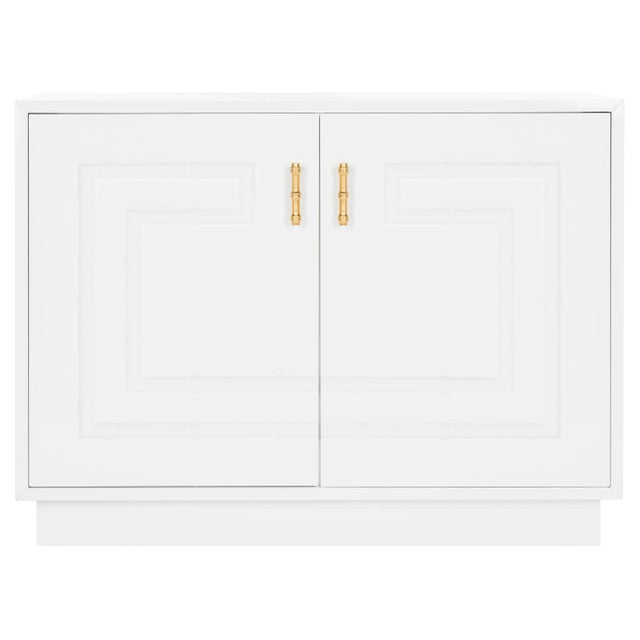 Lacquer Bamboo Cabinet in White Lacquer For Sale - Image 9 of 9