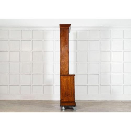 Brown Large Antique English Oak Glazed Bookcase Cabinet, 1880 For Sale - Image 8 of 18