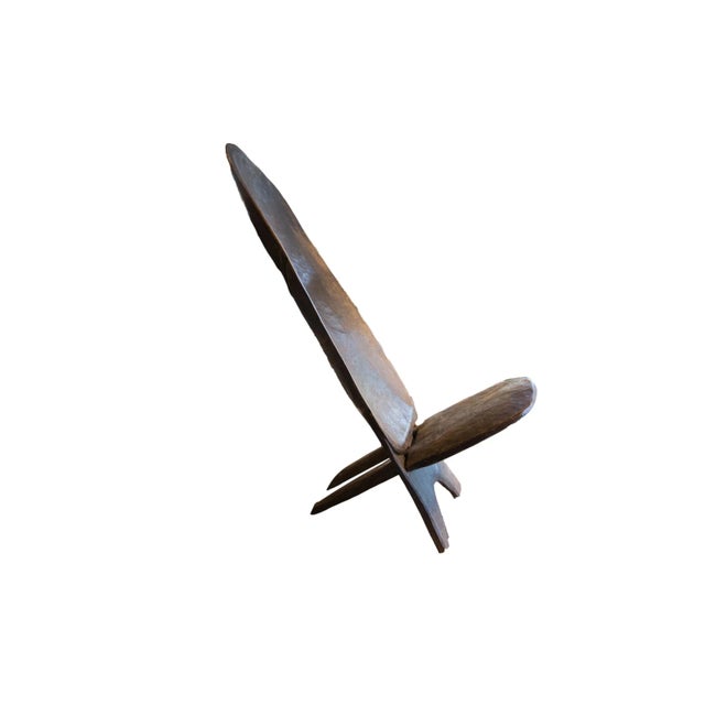 Vintage Carved African Wooden Slot Chair For Sale - Image 13 of 13