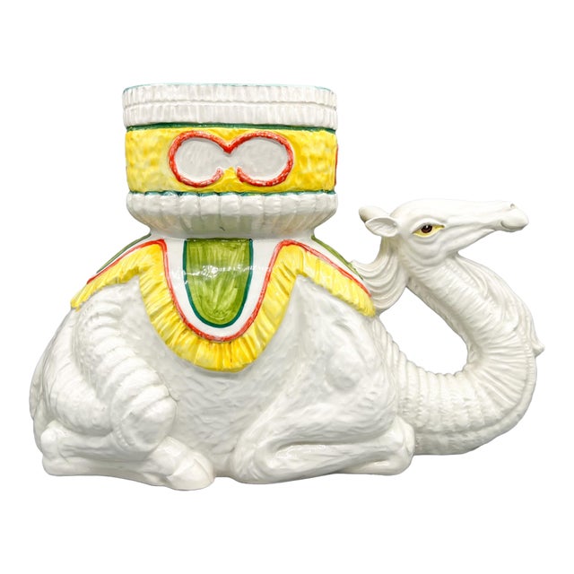 Large Italian Vintage Ceramic Camel Planter or Cachepot - Whimsical, Hollywood Regency, Mid-Century Modern For Sale