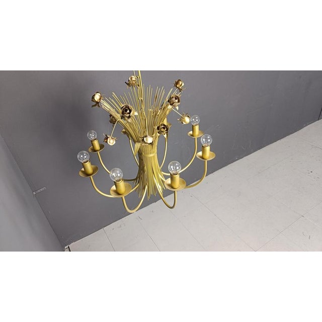 Vintage Metal Flower Chandelier, 1980s For Sale - Image 9 of 12