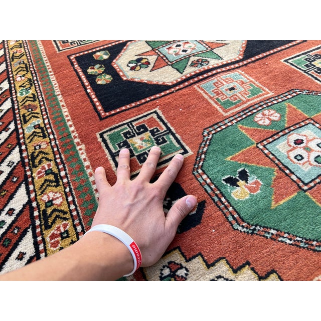 Hand-Knotted Kazak Sevan Star Triple Medallion Tribal Rug - 5'0" X 3'10" For Sale - Image 10 of 12