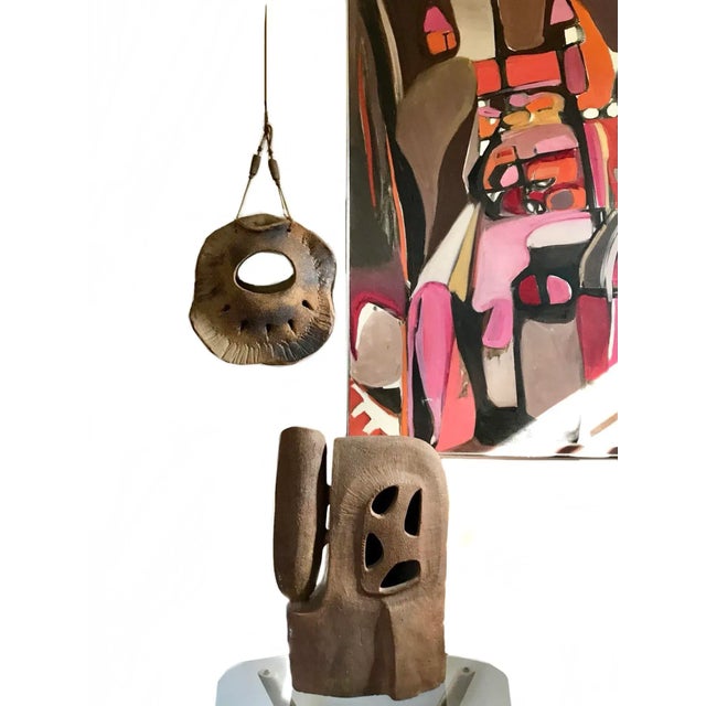 a rare vintage 1970s sculptural ceramic hanging vase planter this is a beautiful hand made mid century modernist studio...