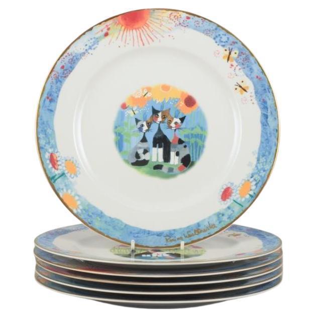 Dinner Plates with Cat Motifs by Rosina Wachtmeister for Goebel, Germany, Set of 6 For Sale - Image 10 of 10