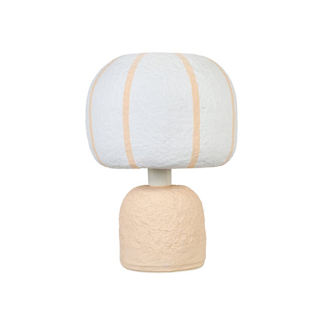 Margate Peach Cotton Mache Table Lamp For Sale In Los Angeles - Image 6 of 6