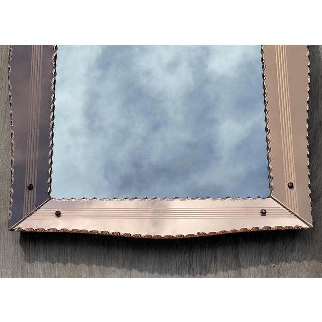 Art Deco Rose Coloured Glass Venetian Mirror, 1930s For Sale - Image 3 of 18