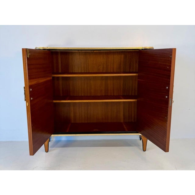 Vintage Italian Art Deco Sideboard in Maple Burl with Black Lacquer Details, 1940s For Sale - Image 13 of 14