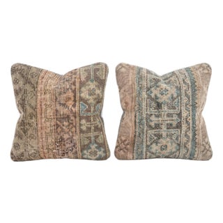 Blue Oushak Rug Pillow Cover 20'' X 20'' - Set of Two For Sale