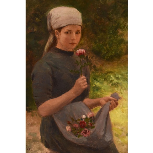 Portrait of Young Woman, 1890, Oil on Canvas For Sale - Image 3 of 10