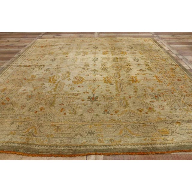 Traditional Antique Turkish Oushak Rug - 07'04 X 09'00 For Sale - Image 3 of 9
