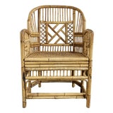 Vintage Chinese Chippendale Bamboo Arm Chair For Sale