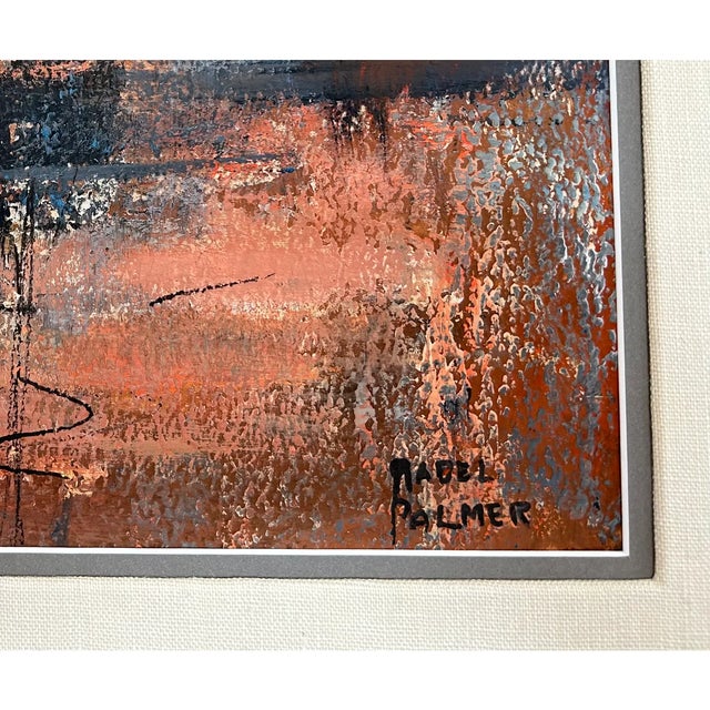Circa 1960 or 70's original Mixed-Media painting of a Bodega Bay Sunset by California Artist Mabel Palmer (1903-1998)....