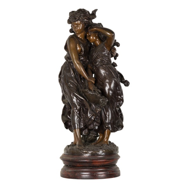 Hippolyte François Moreau, Protection Statue, 19th Century, Bronze For Sale