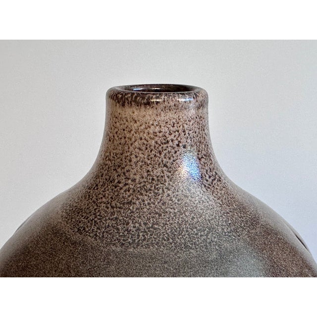 Modern Hand-Thrown Speckled Mocha Brown Glazed Studio Ceramic Vase by Kristian Körting, Germany, 1980s For Sale - Image 3 of 17