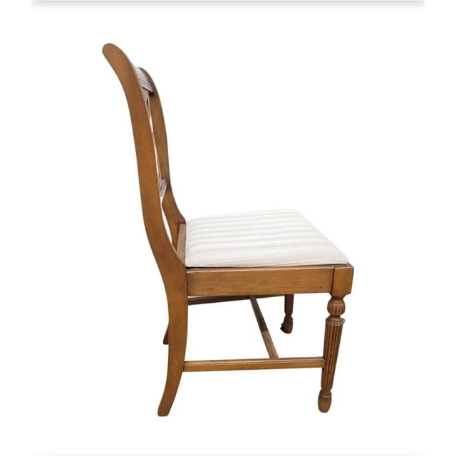 Set of Six 1930s Refinished Lyre-Back Mahogany and Upholstered Dining Chairs For Sale - Image 4 of 12