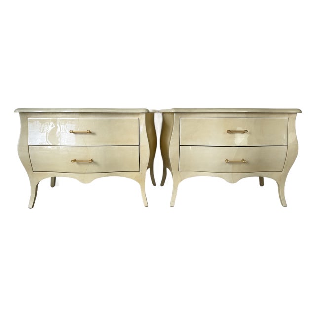 Vintage Jimeco Ltda Colombian Goat Skin Lacquer Nightstands – A Pair For Sale