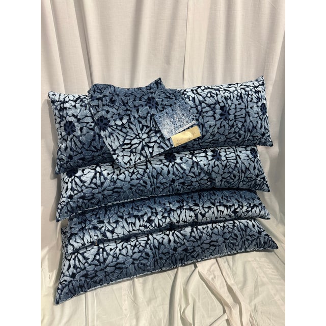Beacon Hill Set of 4 Custom Pillows - Beacon Hill Stella Velvet Fabric in Atlantic For Sale - Image 4 of 7
