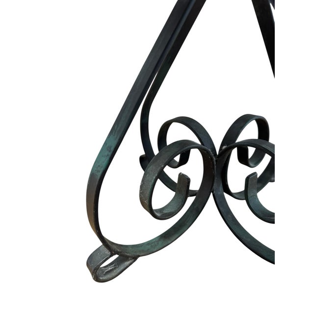 Black Vintage Verde Marble Round Side Table With Wrought Iron Scrollwork, c.1940s For Sale - Image 8 of 10