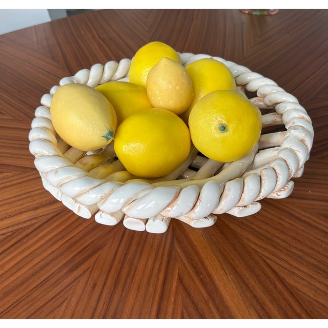 1960s Handcrafted Rustic Basketweave Ceramic Bowl For Sale - Image 12 of 12