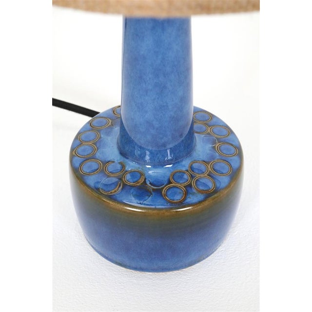 Mid-Century Modern Danish Ceramic Model 972 Table Lamp with Jute Lampshade from Søholm, 1970s For Sale - Image 3 of 15