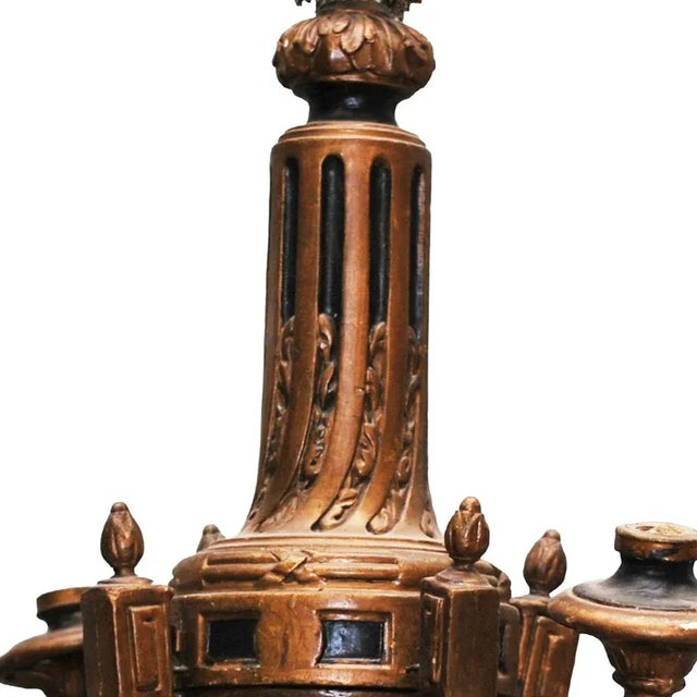 Mid 19th Century 19th-Century Italian Hand-Carved and Gilt-Wood Four-Arm Chandelier For Sale - Image 5 of 6