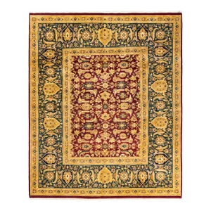Vintage Moroccan Hand Knotted Wool Area Rug, Burgundy - 8'3" X 9'10"
