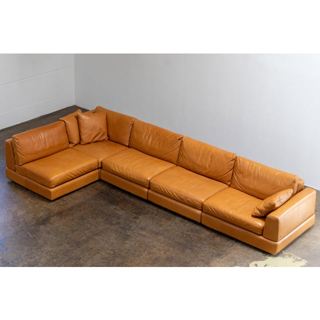 Vintage Corner Sofa in Natuzzi Cognac Leather, Italy, 2004, Set of 5 For Sale - Image 16 of 16