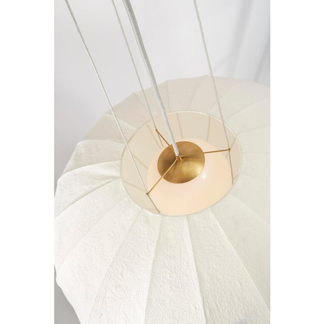 Modern Barbara Barry for Visual Comfort Signature Paper Moon Large Hanging Shade in Soft Brass with Rice Paper Shade For Sale - Image 3 of 4