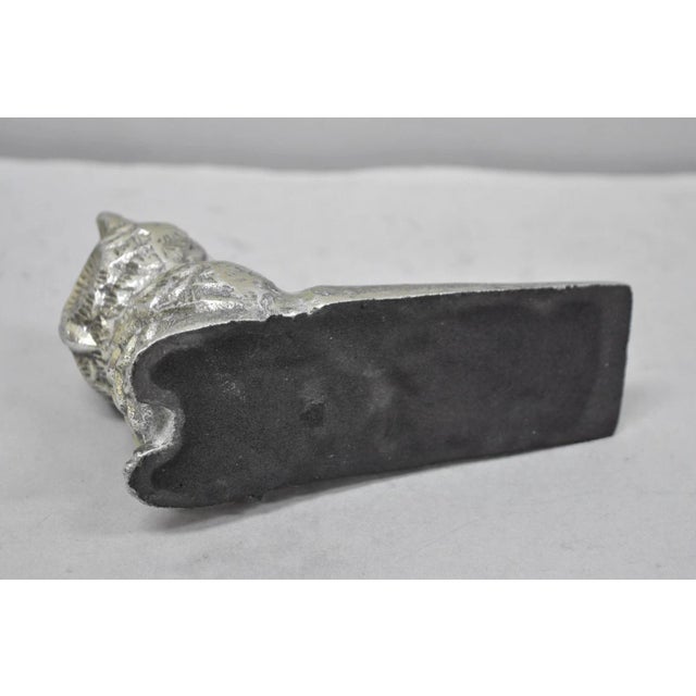 Silver Contemporary Mid Century Modern Style Small Figural Owl Form Doorstop Wedge For Sale - Image 8 of 9