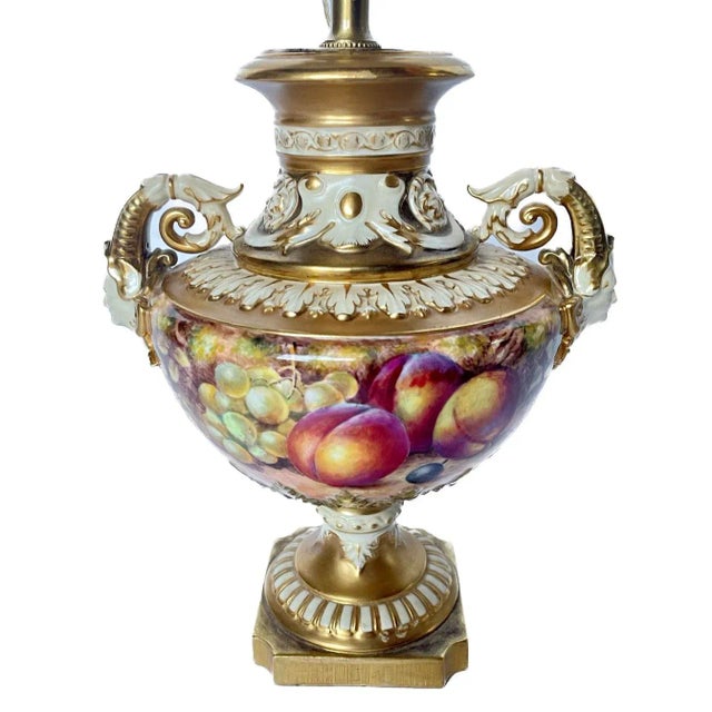 Antique Royal Worcester Fruit/Caryatid Urn Lamp For Sale In Atlanta - Image 6 of 12