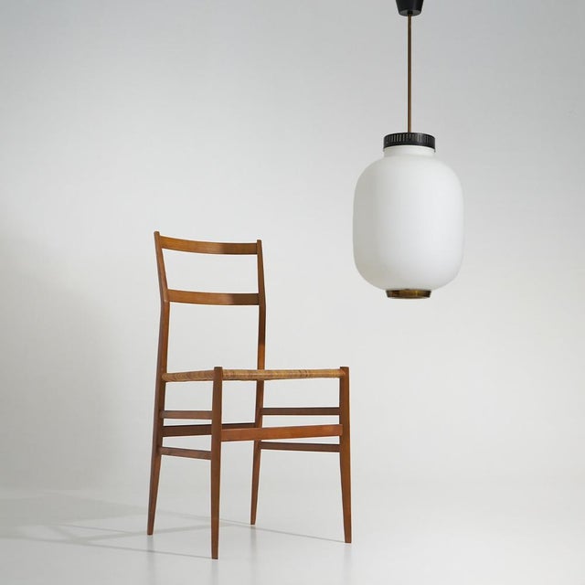 Chandelier in White Opaline Glass and Brass, 1950s For Sale - Image 13 of 14