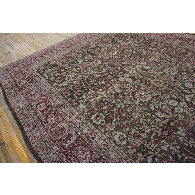 Fantastic Chocolate Brown Color and Floran Desing Antique Persian Khorassan Moud Rug For Sale - Image 4 of 15