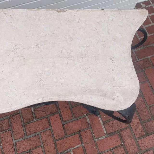 Beige Mid 20th Century French Style Wrought Iron & Marble Tables, a Pair For Sale - Image 8 of 13