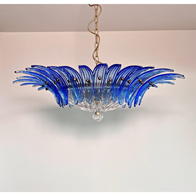Murano Pendant Light with Palmette and Blue Glasses, 1990 For Sale - Image 6 of 18