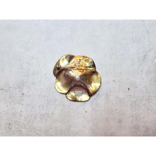 1950s Vintage Finn Jensen Sterling Silver Enamel Pansy Brooch, Norway 1950 For Sale - Image 5 of 10
