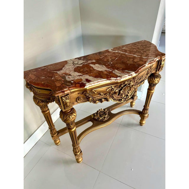 French French Style Console Table – Multicolor Marble Top For Sale - Image 3 of 10