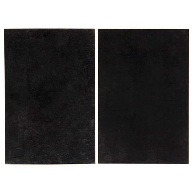 Enrico Dellatorre, Large Abstract Paintings, Charcoal on Linen, Set of 2 For Sale - Image 9 of 17