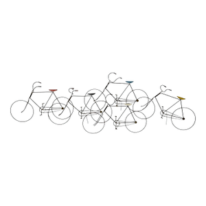 C. Jere Artisan House Modern Brutalist Brass Copper Wall Art Bicycle Race Sculpture Raymor 60”
