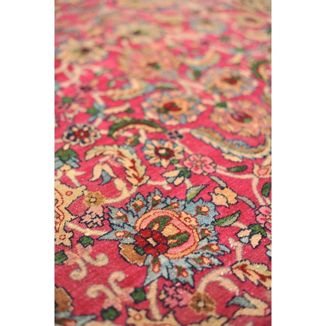 Botanical with Magenta, Green, Mocha, Ice Blue & Canary Yellow Rug 8.11 x 12.1 For Sale In Milwaukee - Image 6 of 13