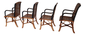 Rattan Bamboo Dining Chairs, Set of 4
