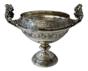 19th Century Victorian Silver Plate Punch Bowl