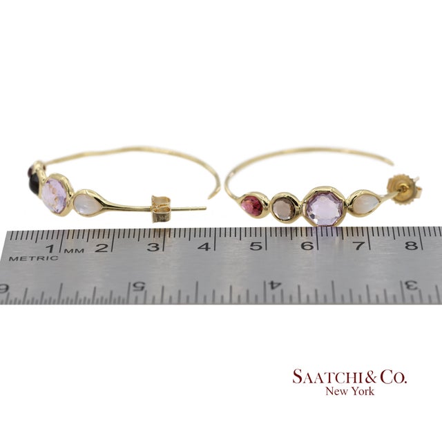 Vintage 18k 750 Solid Yellow Gold Ippolita Hoop Earrings, A Pair For Sale - Image 12 of 12