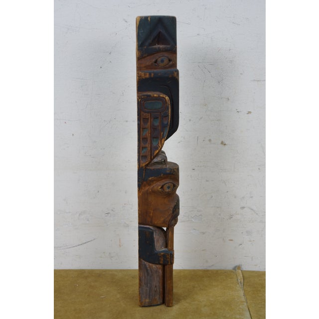 Mid 20th Century Northwest Coast Native American Haida Tiki Totem Pole Sculpture 16" For Sale - Image 4 of 13