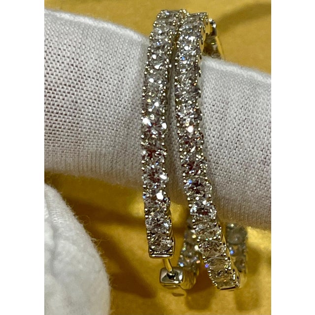 10.5 Carat Diamond Inside Out Hoop Gala Cocktail Earrings in 14 Karat White Gold For Sale - Image 4 of 18