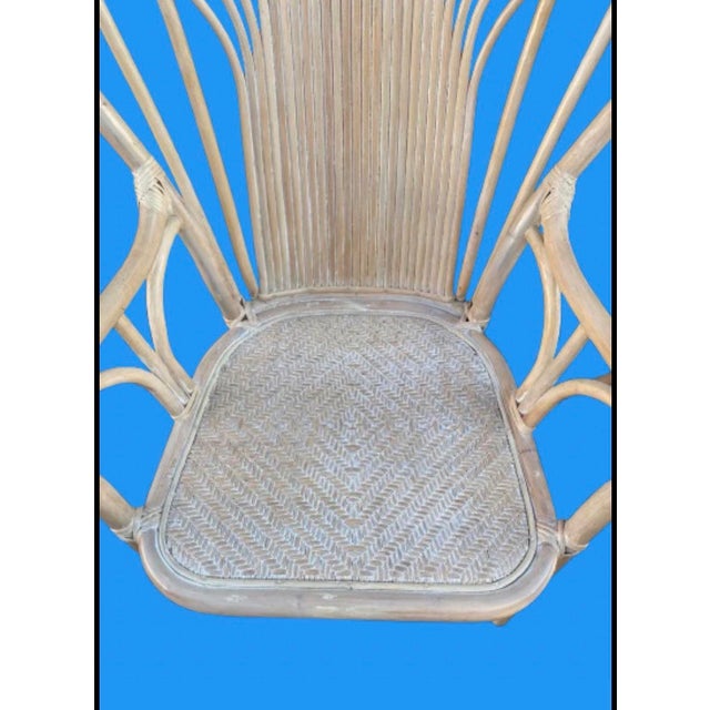 1970s Vintage Coastal Bamboo & Wicker Dining Chairs in the Peacock Style, Set of 6 For Sale - Image 9 of 9
