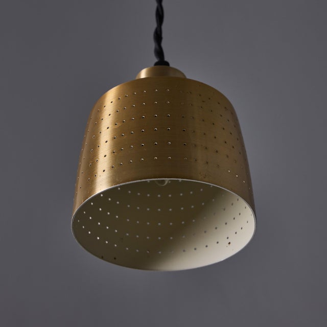 Brass 1950s Carl Thore Perforated Brassed Metal Pendant For Sale - Image 8 of 14
